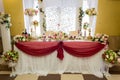 Festive holiday table, gala, celebration, festivity table set for a wedding dinner Royalty Free Stock Photo