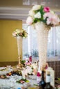 Festive holiday table, gala, celebration, festivity table set for a wedding dinner Royalty Free Stock Photo