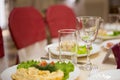 Festive holiday table, gala, celebration, festivity table set for a wedding dinner Royalty Free Stock Photo