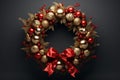 Festive holiday wreath made of pine branches