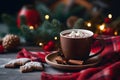 Festive hot cocoa drink with marshmellows