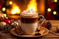 Festive hot cocoa drink with marshmellows