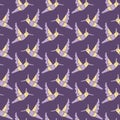 Festive hummingbirds in caps retro seamless pattern. Perfect print for tee, paper, fabric, textile. Hand drawn illustration for