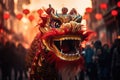 A festive image of a Chinese New Year dragon dance