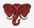 Festive indian elephant. Ethnic patterns. Vector illustration