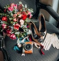 Festive items table flowers shoes female accessories