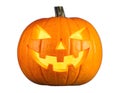 Halloween Jack O Lantern Carved Pumpkin on White Background Royalty Free Stock Photo