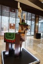 Festive Jolly Llama Minecraft Earth statue of Mobs at Hudson Yards Mall in New York Royalty Free Stock Photo