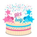 Festive kid`s future birthday cake. Baby shower cupcakes for a girl and boy Royalty Free Stock Photo