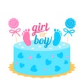 Festive kid`s future birthday cake. Baby shower cupcakes for a girl and boy Royalty Free Stock Photo