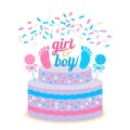 Festive kid`s future birthday cake. Baby shower cupcakes for a girl and boy Royalty Free Stock Photo