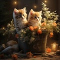 festive kittens next to a gift, a Valentine2