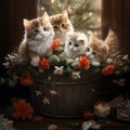 festive kittens next to a gift, a Valentine8