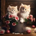 festive kittens next to a gift, a Valentine9