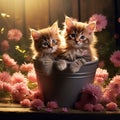 festive kittens next to a gift, a Valentine10