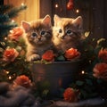 festive kittens next to a gift, a Valentine11