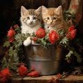 festive kittens next to a gift, a Valentine16