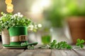 Festive leprechaun hat with shamrocks for st. patrick's day celebration Royalty Free Stock Photo
