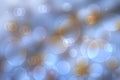 Festive light brown blue silver bright abstract bokeh background with white circles. Template for your design. Beautiful texture Royalty Free Stock Photo