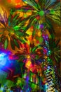 Festive lights abstract palm trees