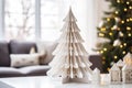 Festive living room with Cozy DIY Christmas decor made from paper Christmas tree. Christmas zero waste