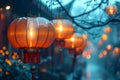 Festive Lunar New Year Lanterns Illuminate Chinatown. Concept Lunar New Year, Chinatown, Festive Royalty Free Stock Photo