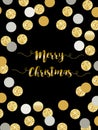 Festive luxury card Merry Christmas with glamour golden glitter confetti