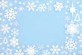 Festive Magical Snowflake and Star Christmas Blue Background Royalty Free Stock Photo