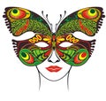 Festive mask. Butterfly filigree mask template