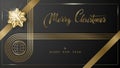 Festive Merry Christmas and Happy New Year greeting card template on black background Royalty Free Stock Photo