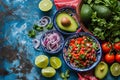 Mexican Guacamole Ingredients on Talavera Pottery