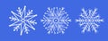 Festive Mini Set White Snowflakes Blue Background Design Elements For Poster, Background, Banner, Sale, Greeting Letter or Royalty Free Stock Photo