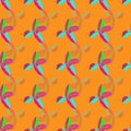 Festive Mint-Wild Leaves Seamless Repeat Pattern Background in orange,green,blue and pink