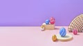 Festive mock up Easter concept with glamour decorated eggs on party background.