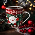 Festive Mug: Coffee Cup adorned with delightful Christmas motifs Royalty Free Stock Photo