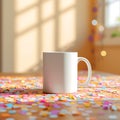 Festive Mug Confetti Sunlight Royalty Free Stock Photo