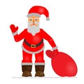 Christmas icon Santa Claus with a bag of gifts on a white background