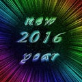 Festive New Year 2016 image in centre of colorful