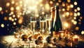 Elegant New Year\'s Eve Celebration Background with Champagne, AI Generated Royalty Free Stock Photo