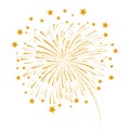 Festive new year`s Golden fireworks isolated on a white background Vector illustration Royalty Free Stock Photo