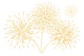 Festive new year`s Golden fireworks isolated on a white background. Vector illustration