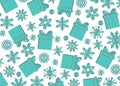 Festive, New Year`s template of boxes and snowflakes Royalty Free Stock Photo