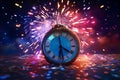 Festive New Years countdown clock with glowing Royalty Free Stock Photo
