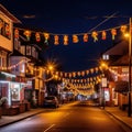Festive Nighttime Street with Lanterns