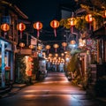 Festive Nighttime Street with Lanterns
