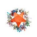 Festive orange star, a festive decoration isolated on the background