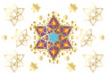 David stars pattern Vintage Festive oriental Gold Ornament Jewish Holiday Decoration cardWedding day