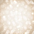 Festive party golden background with confetti, bokeh and serpentine. Soft pastel holiday background with golden sparkles. Vector Royalty Free Stock Photo