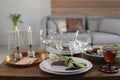 Festive Passover table setting at home Royalty Free Stock Photo