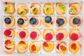 Festive pastry cakes with fruits